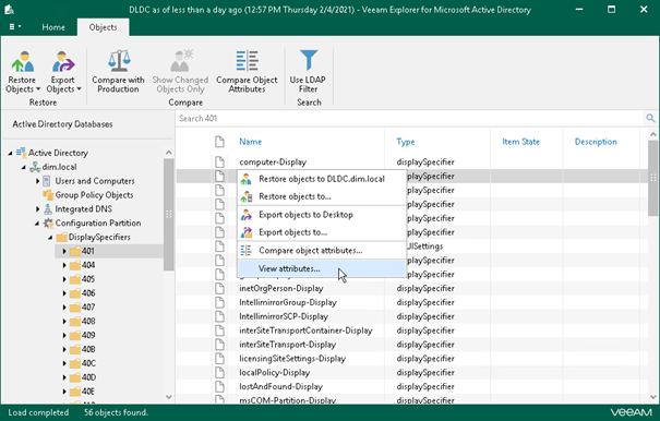 Veeam Explorer for Active Directory