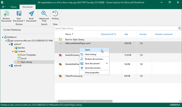 Veeam Explorer for SharePoint