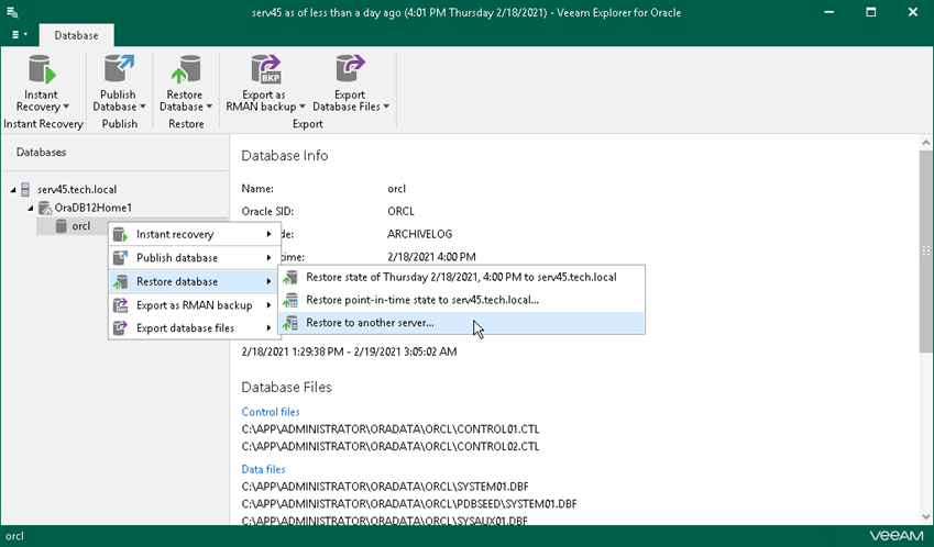 Veeam Explorer for Oracle